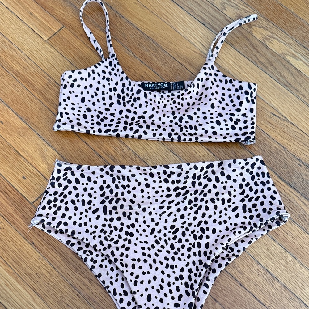 Nasty Gal Women's Spotted Bikini Set - Black and Cream